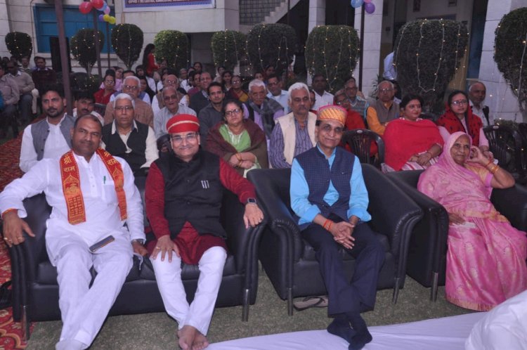 With Shree C P Joshi, M P, Chittorgrh in Ram katha at Mewar institute Vasundhra GZB