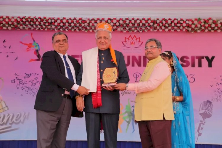 Visit of Mr. Deepak Vohra Indian Ambassador at Mewar University on the Felicitaion Ceremony of Unifest - 2023.