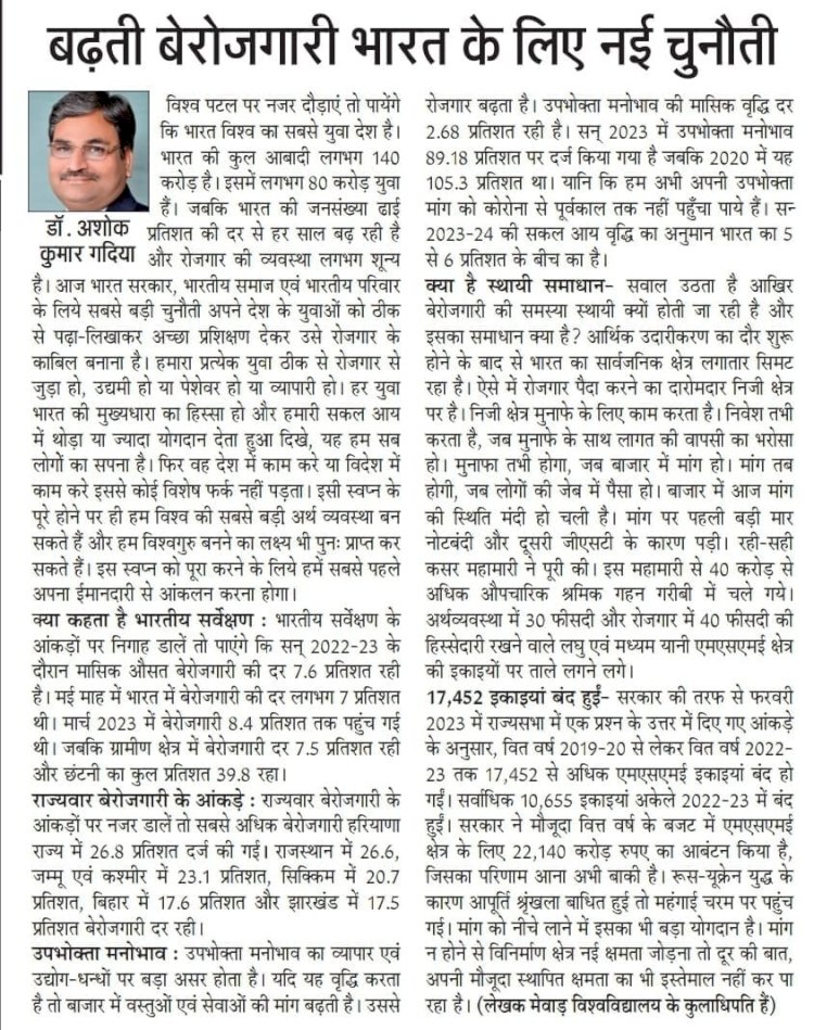 बढ़ती बेरोजगारी भारत के लिए नई चुनौती || News Article || Education Updates